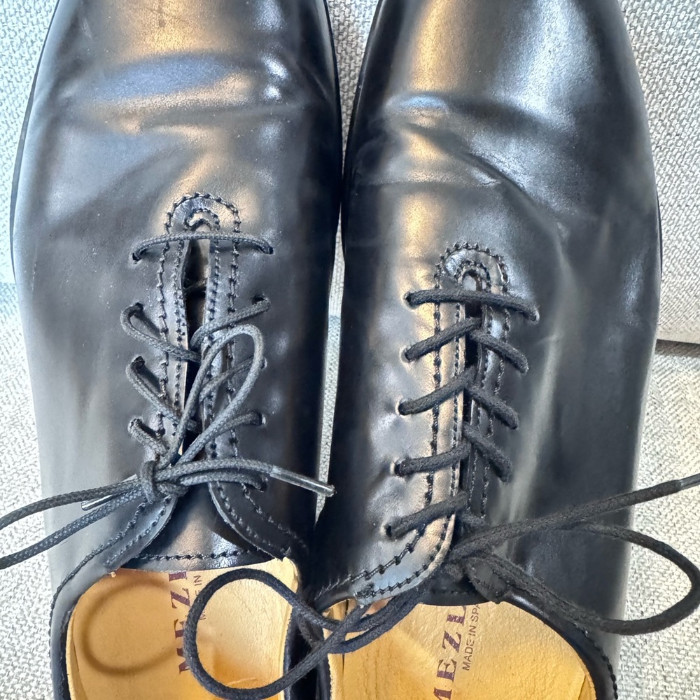 Mezlan Black Leather Oxford Shoes Timeless Formal Style Made in Spain size 10 - Picture 9 of 12